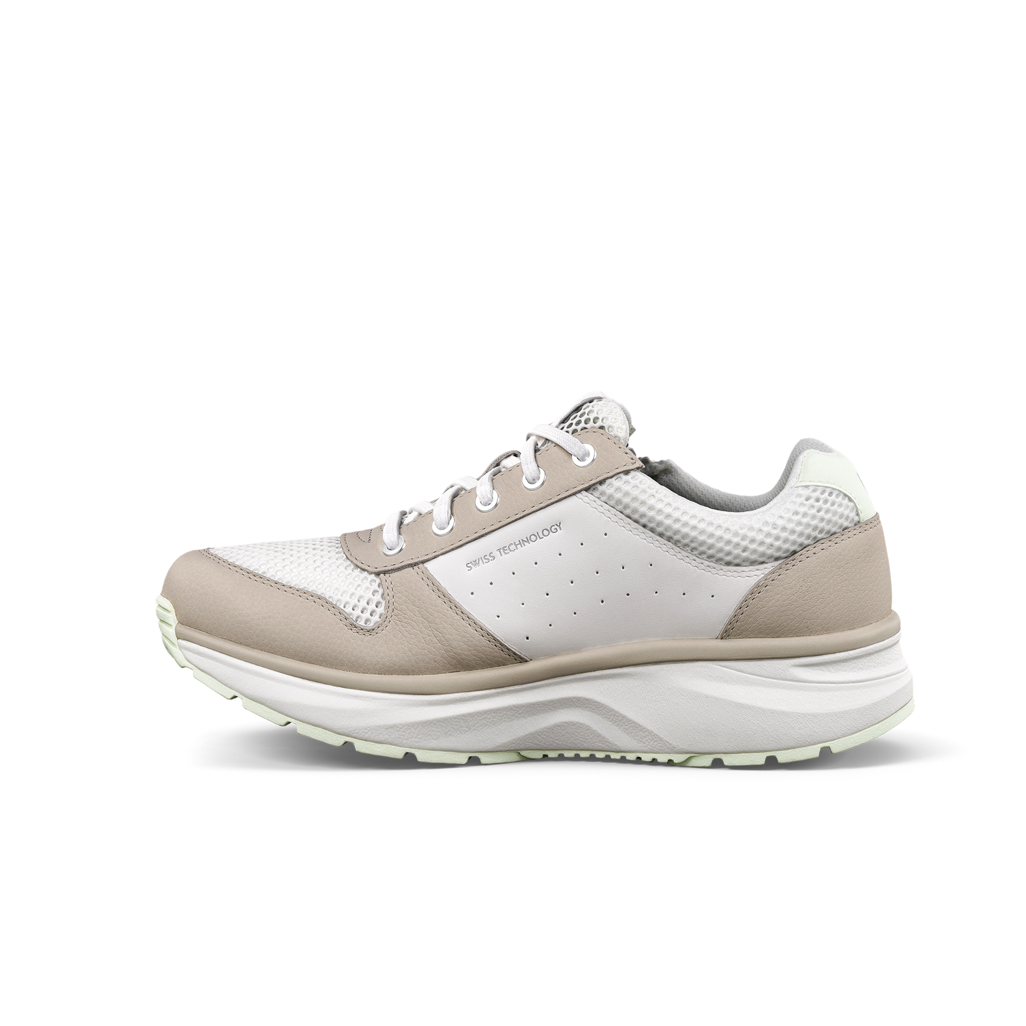 Beige and white sneaker on a light beige background