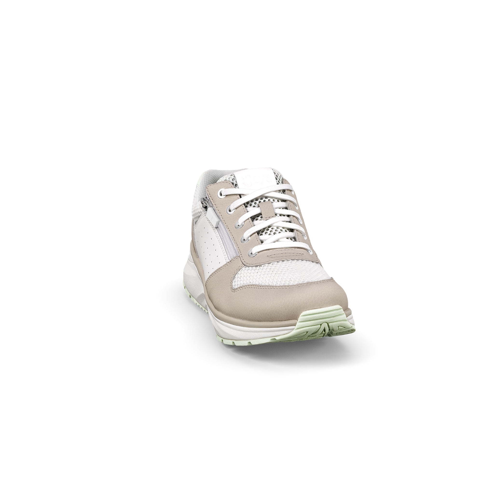 Beige and white sneaker on a white background