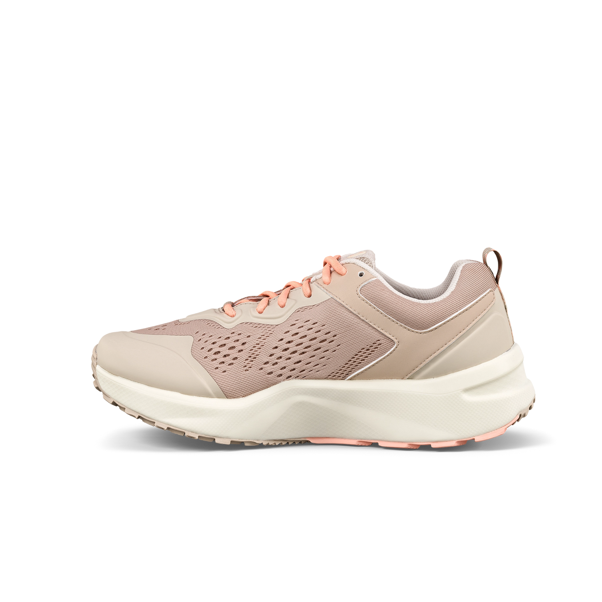 Pink running shoe on a white background