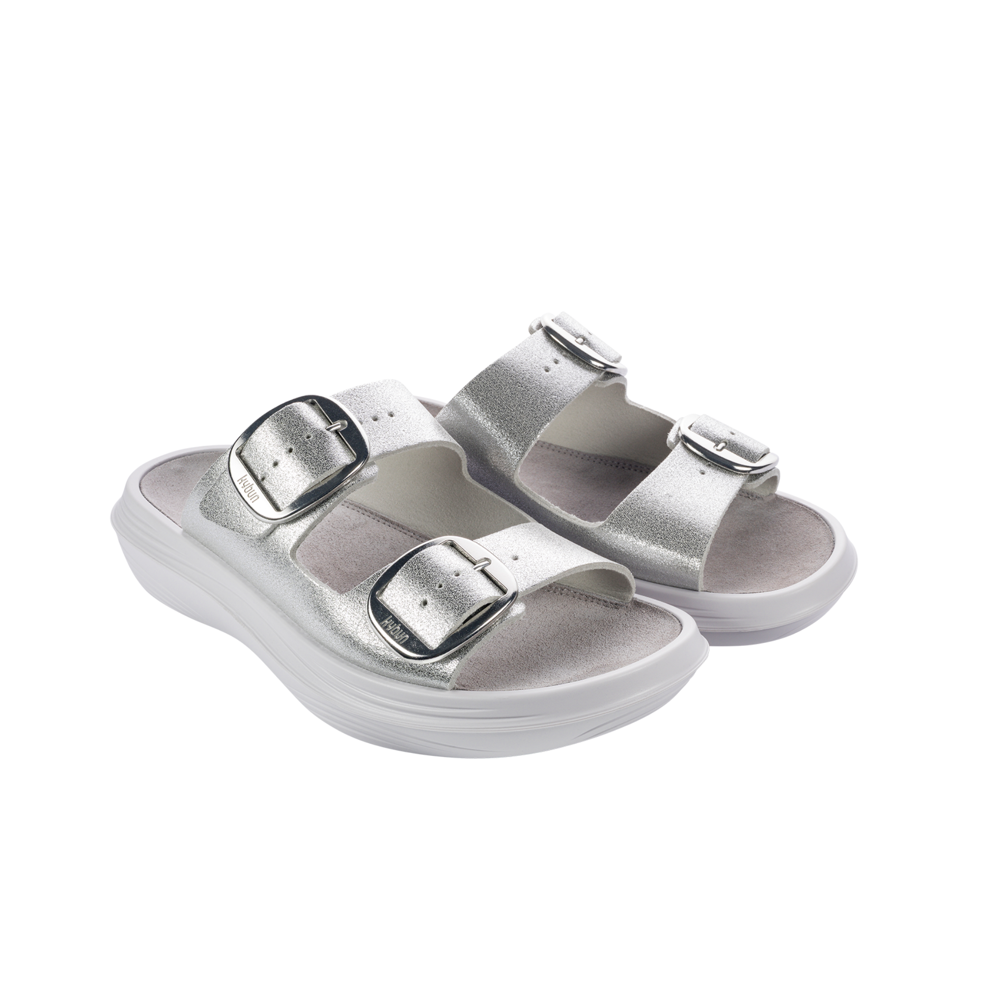 pair of sliver sandals