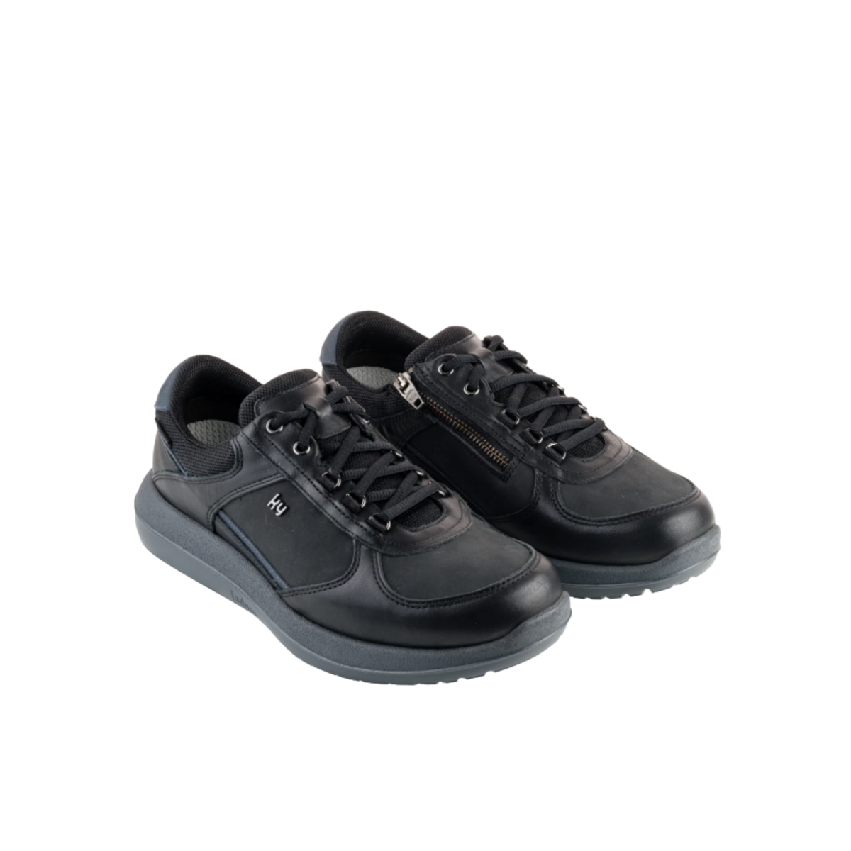 side view with a zip of the kybun Men's Rolle Black II Shoe