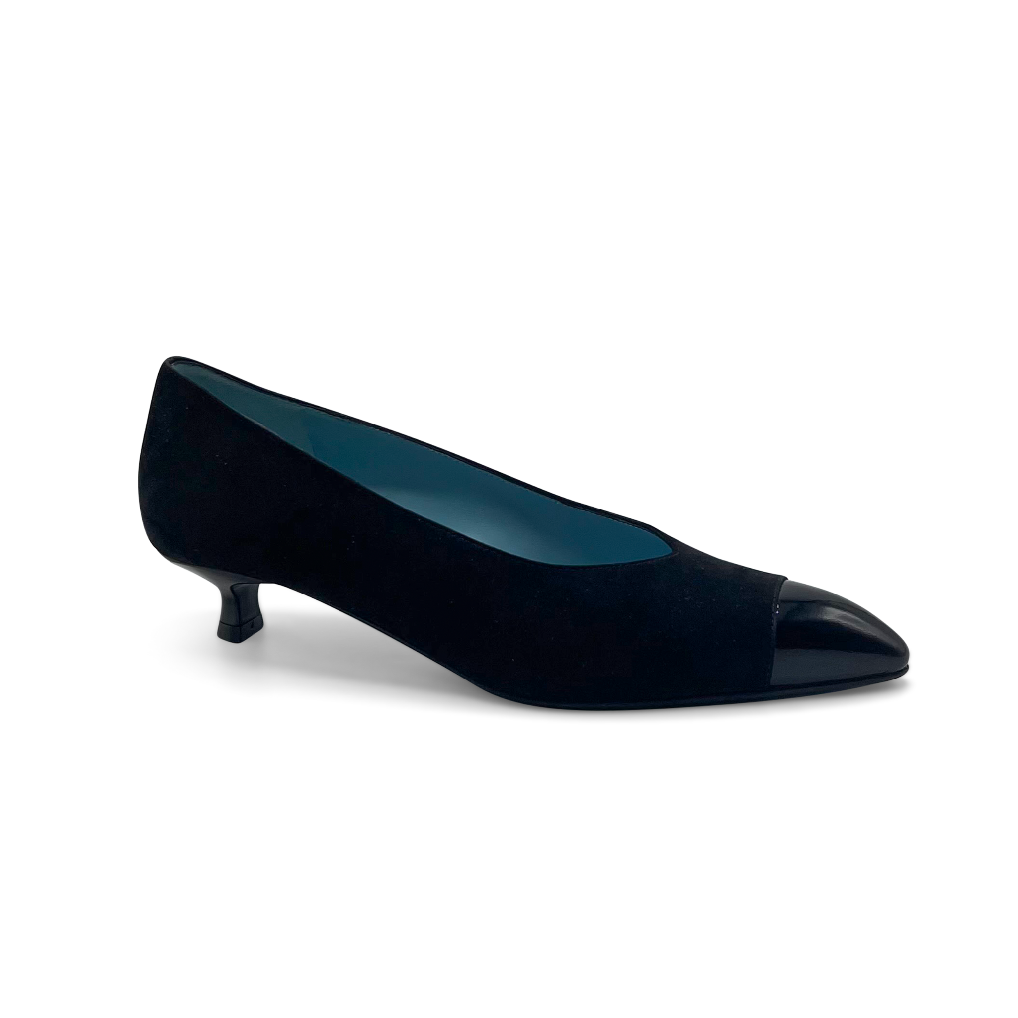 Black high-heeled shoe on a white background