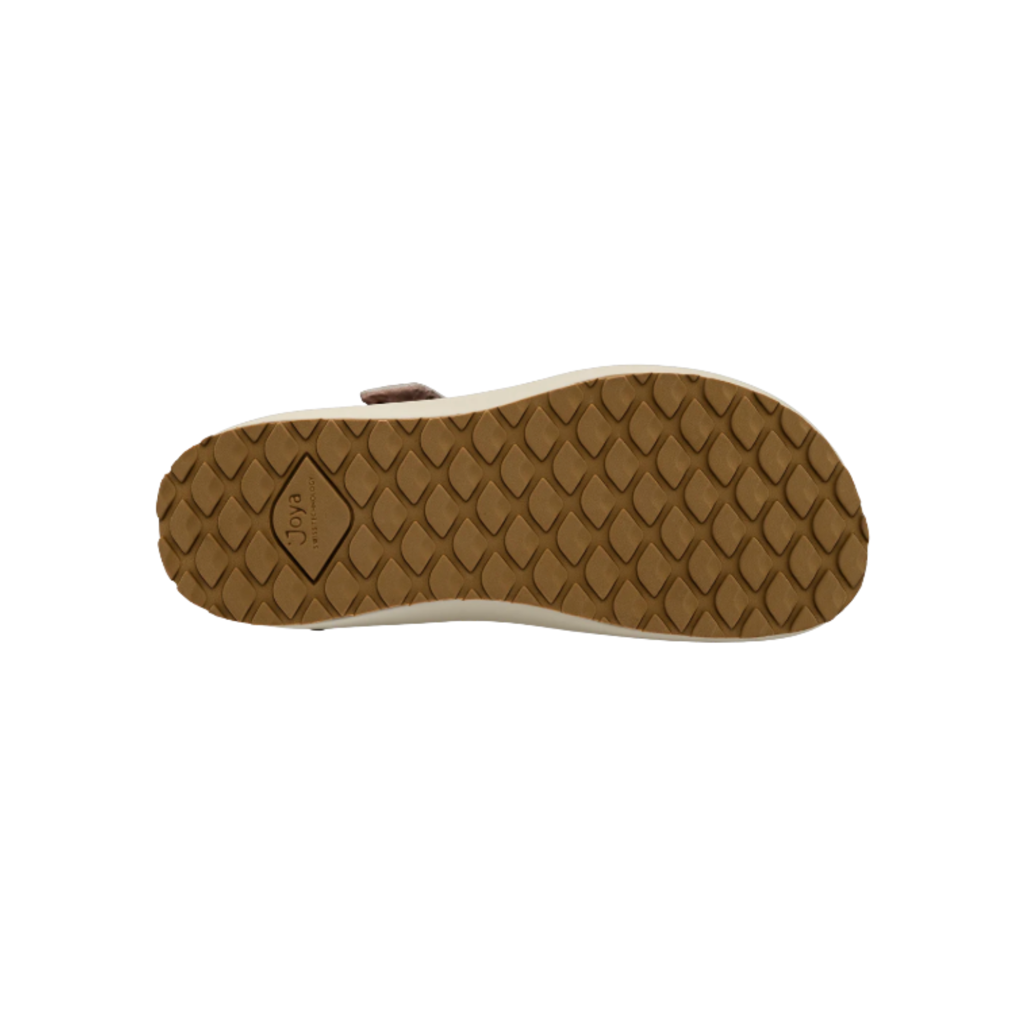 Brown sandal sole with textured pattern on a white background