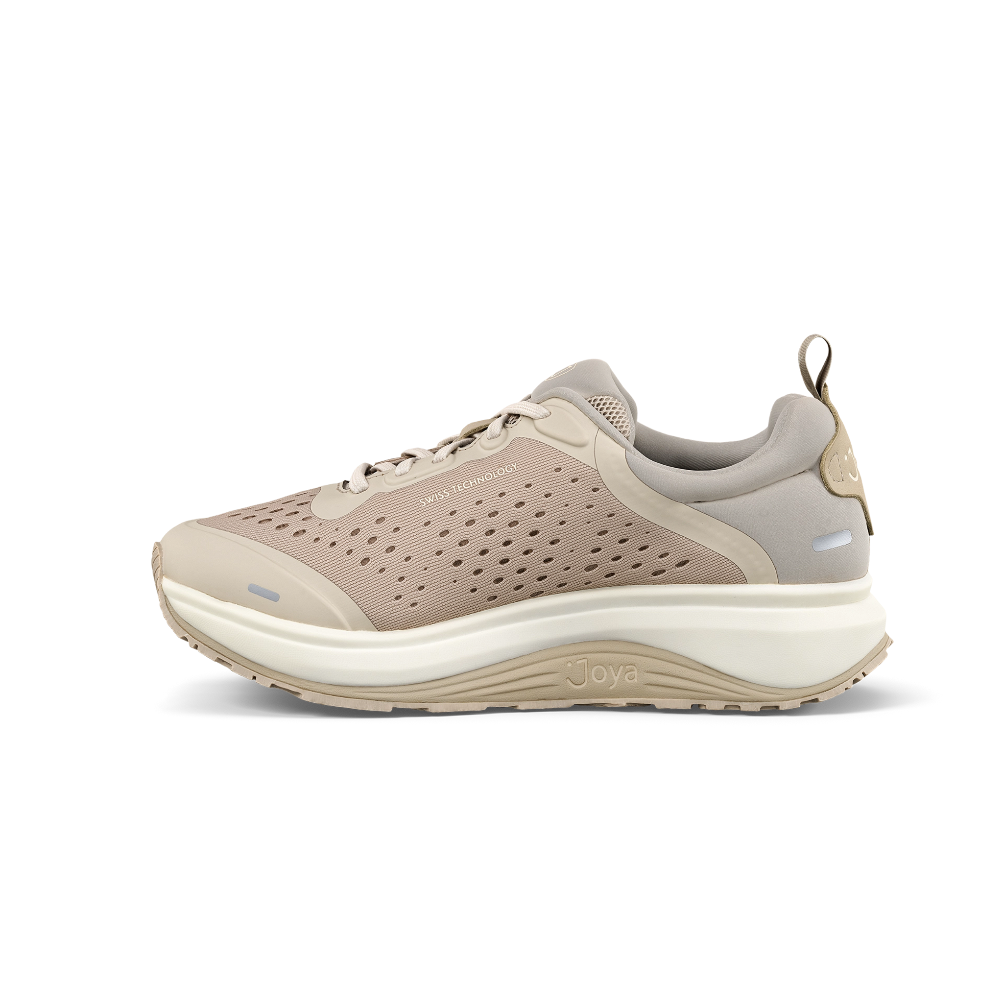 Beige and gray sneaker on a white background