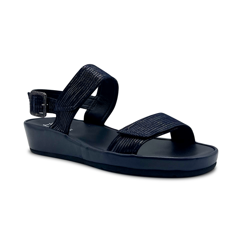 Thierry Rabotin Women's Uno 4701Q Navy Adjustable Leather Sandal