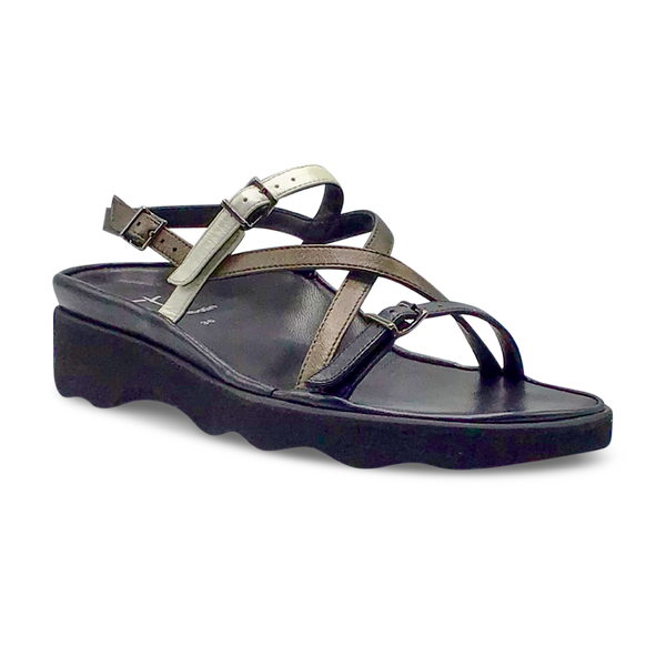 Thierry Rabotin Women's Wave 1320 in Black Pewter and White Leather Combo