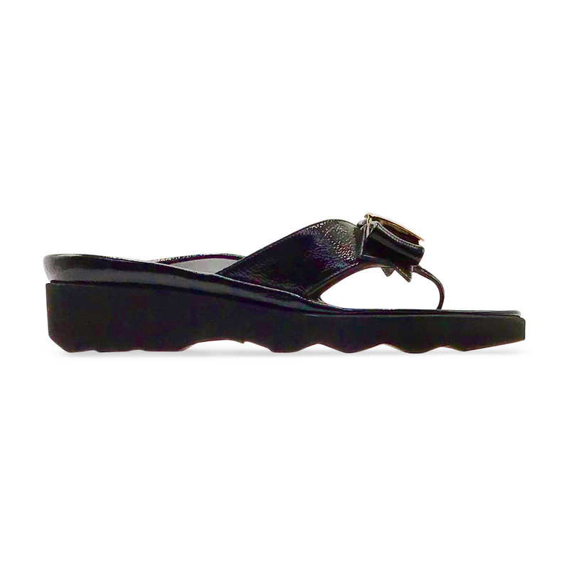 Thierry Rabotin Women's Kristen 1330 Black Patent Leather and Gold Button