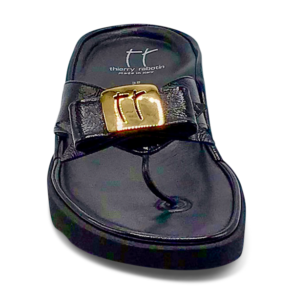 Thierry Rabotin Women's Kristen 1330 Black Patent Leather and Gold Button