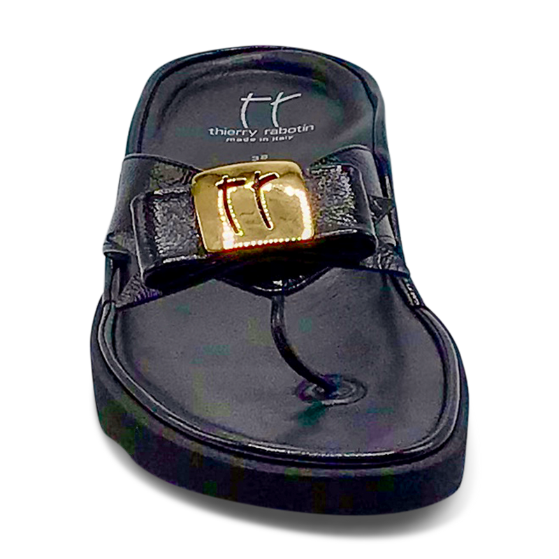 Thierry Rabotin Women's Kristen 1330 Black Patent Leather and Gold Button