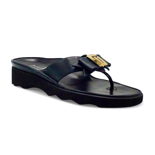 Thierry Rabotin Women's Kristen 1330 Navy Leather Gold Button