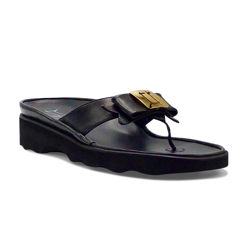 Thierry Rabotin Women's Kristen 1330 Black Leather Gold Button