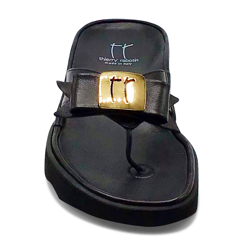 Thierry Rabotin Women's Kristen 1330 Black Leather Gold Button