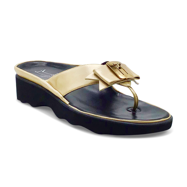 Thierry Rabotin Women's Kristen 1330 Gold Taffetas Leather Gold Button