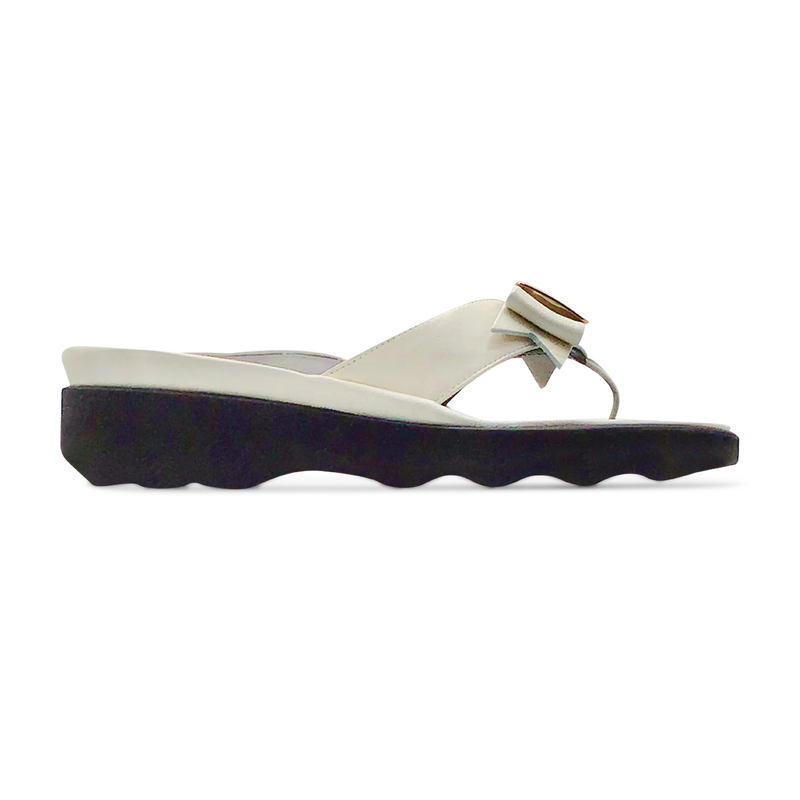 Thierry Rabotin Women's Kristen 1330 White Taffetas Leather and Gold Button