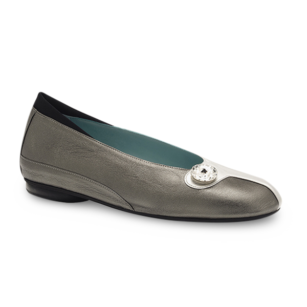 Thierry Rabotin Women's Griffe 1592 Pewter Silver Metallic Leather Combo