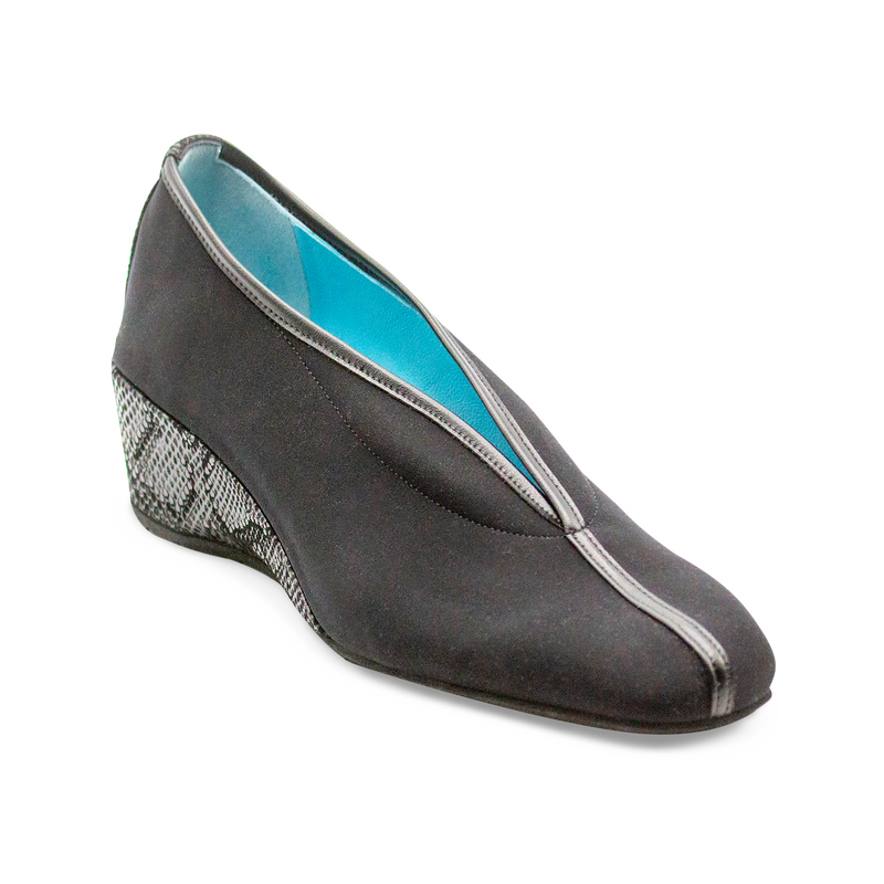 Thierry Rabotin Women's Tiber 265 Black Microfiber Black Stamped Suede Leather Combo