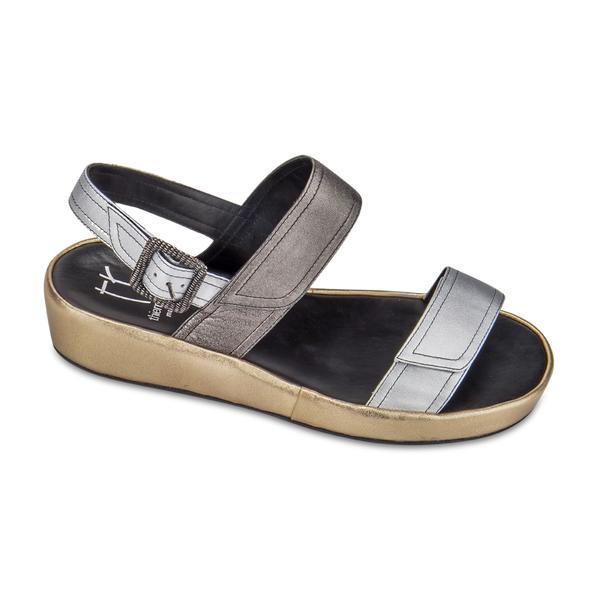 Thierry Rabotin Women's Uno 4701Q in Gold, Silver, and Pewter Metallic Leather Combo