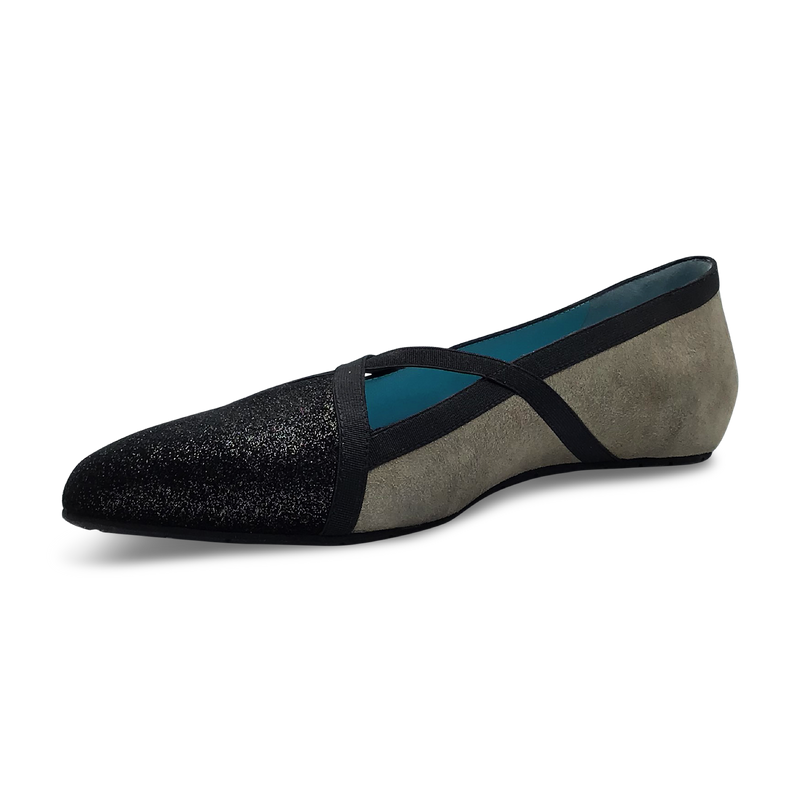 Thierry Rabotin Women's Magda A015 Black/Light Gray/Beige Sparkly Embossed Suede Combo