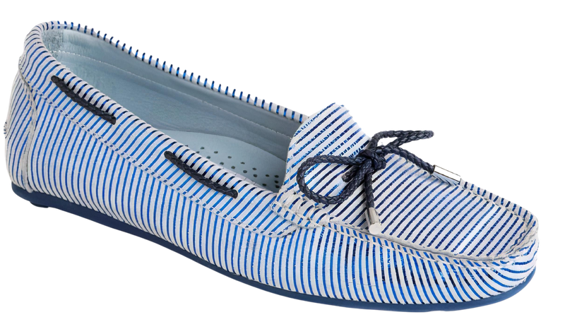 DI CHENZO Women's 1255 Blue Shiny Leather Loafer