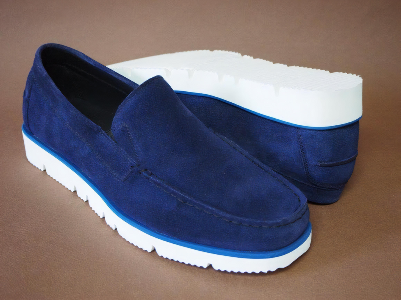 DI CHENZO Men's 4152 Blue Velour Leather Loafer