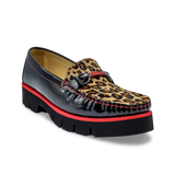 DI CHENZO Women's Layla 8810Q Black Patent Beige Leopard