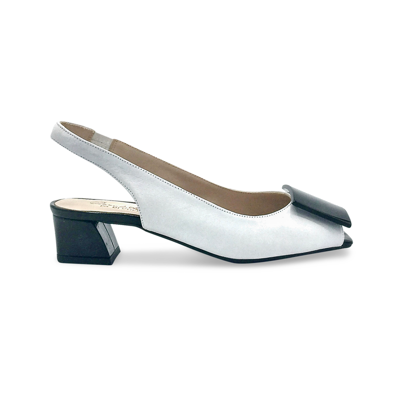 DI CHENZO Women's 9913 White Leather Black Combo