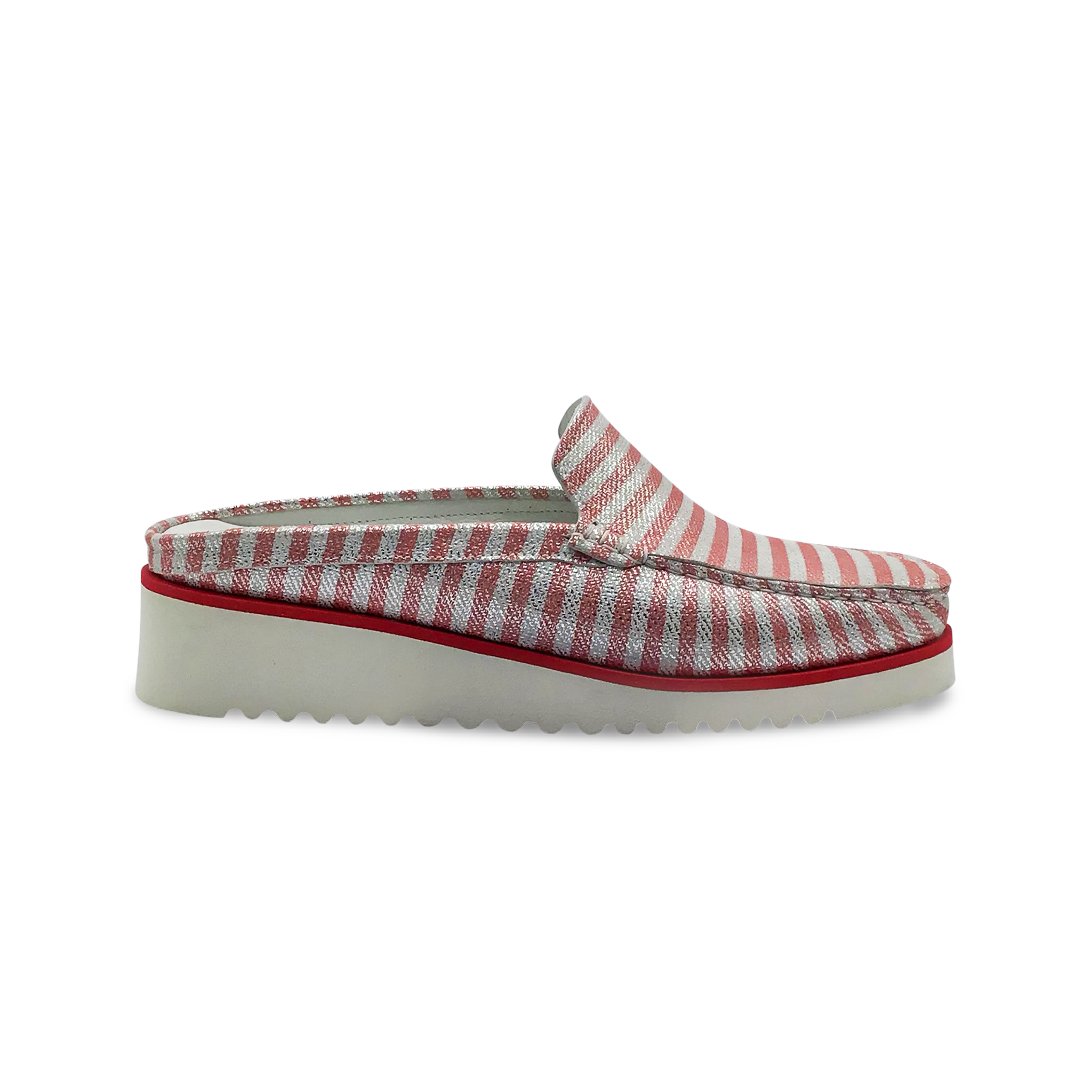 DI CHENZO Women's A-952 Red Stripes Soft Metallic Leather