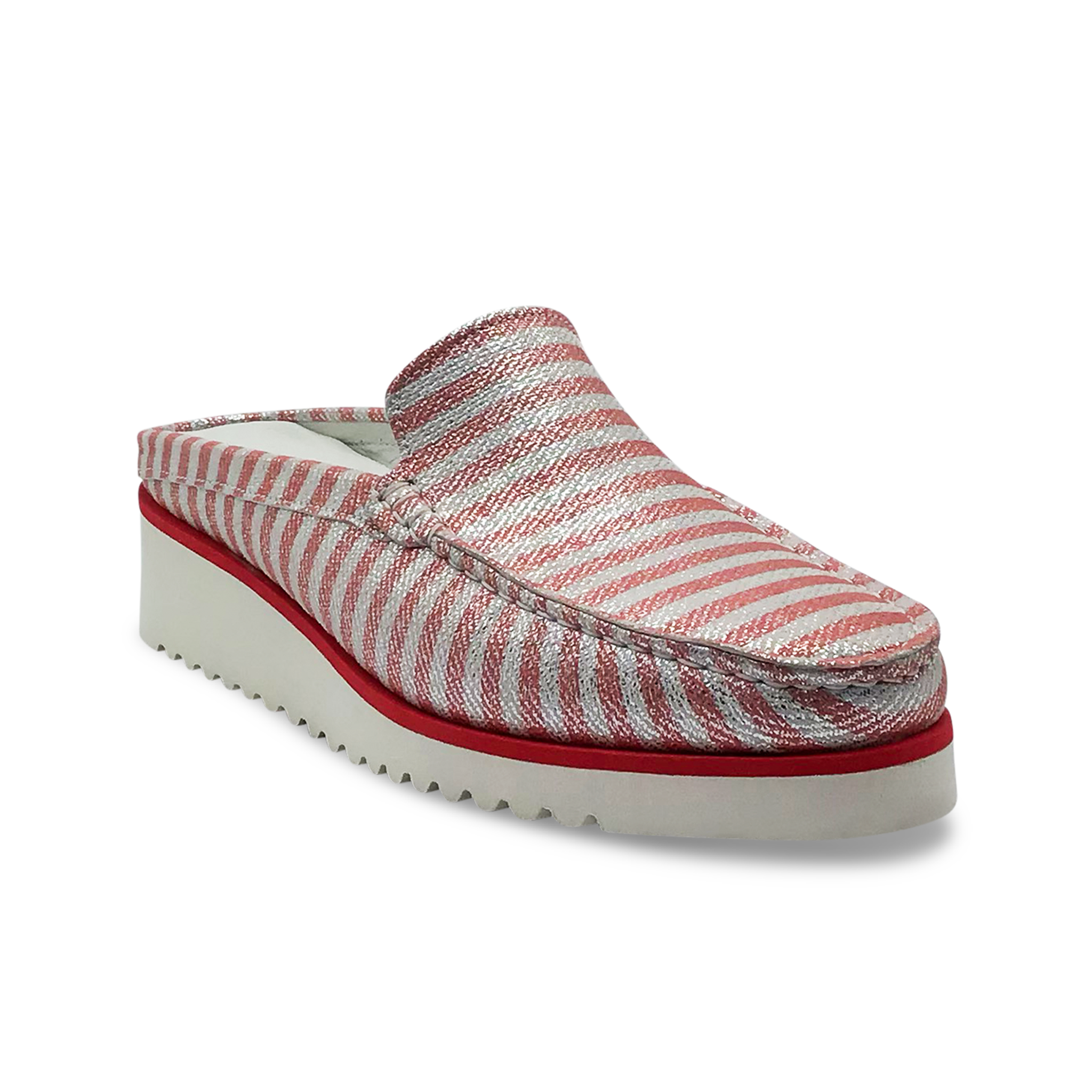 DI CHENZO Women's A-952 Red Stripes Soft Metallic Leather