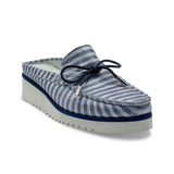 DI CHENZO Women's A-955 Blue Stripes Soft Metallic Leather