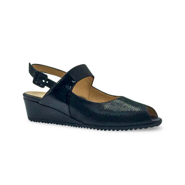 DI CHENZO Women's Carina Black Patent Black Suede Combo