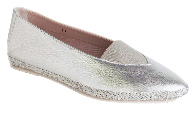 DI CHENZO Women's Nilla Silver Metallic Elastic Leather Shoe