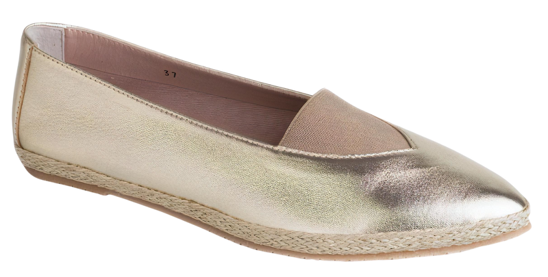 DI CHENZO Women's Nilla Platinum Metallic Elastic Leather Shoe