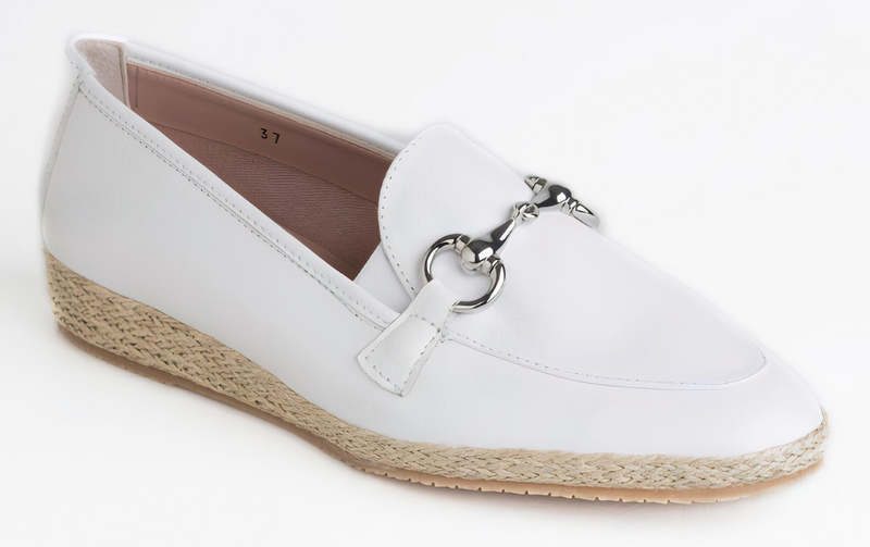 DI CHENZO Women's Olimpia-886 White Nappa With Silver Bit Loafer