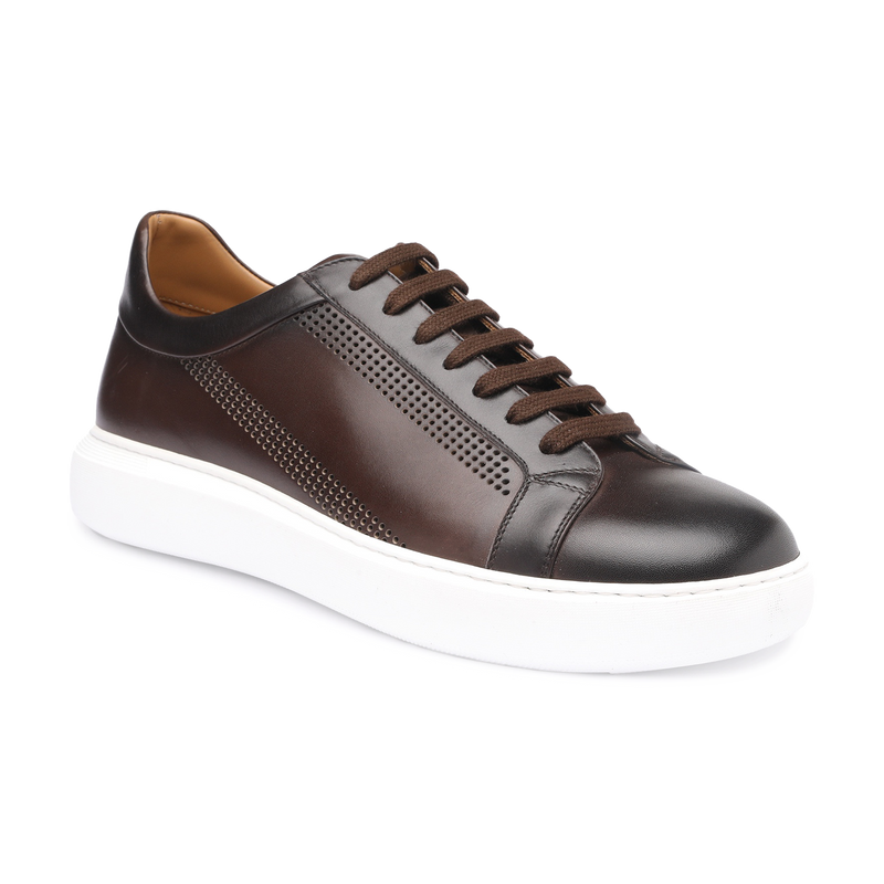 DONATELLO MEN'S DERON ANTIQUE CALF BROWN PERFED LEATHER LACE SHOE