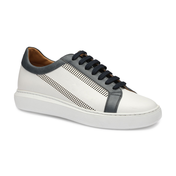 Donatello Men's Deron Calf White and Blue Lace Perfed Leather Shoe
