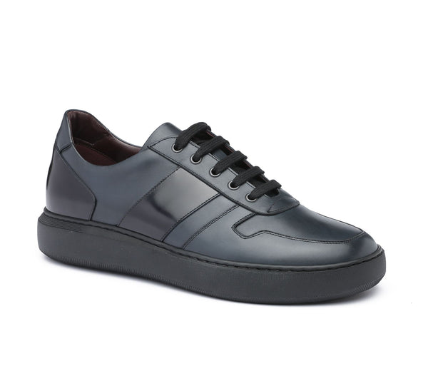DONATELLO MEN'S DUKE ECO CALF BLUE WITH BLACK LEATHER DETAIL LACE LEATHER SHOE