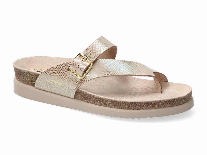 Mephisto Women's Helen Light Sand Havana Metallic Leather Sandal