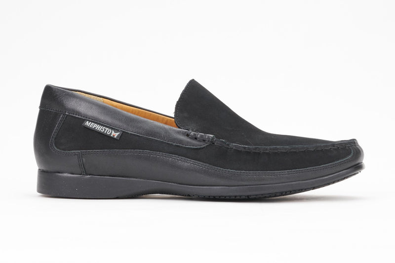 Mephisto Men's Baduard Black Nubuck And Smooth Leather Slip-On Loafer