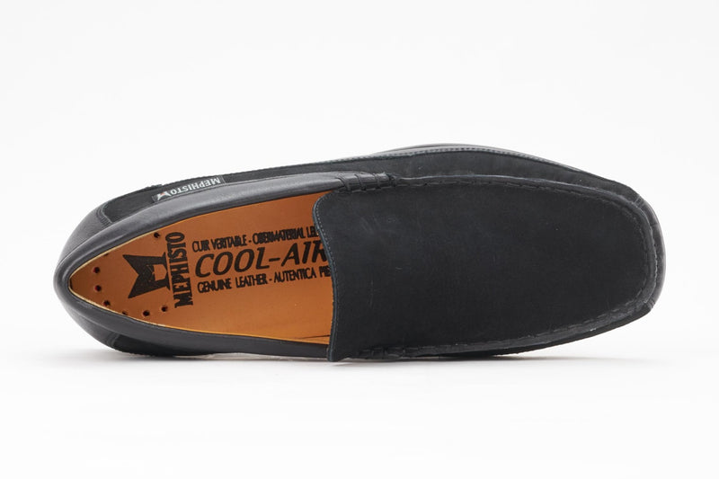 Mephisto Men's Baduard Black Nubuck And Smooth Leather Slip-On Loafer