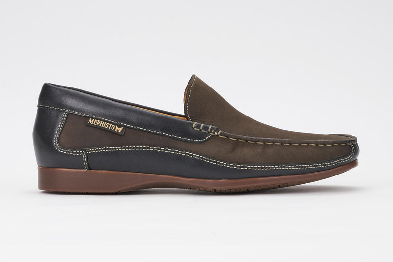Mephisto Men's Baduard Dark Brown Nubuck and Black Calf Loafer