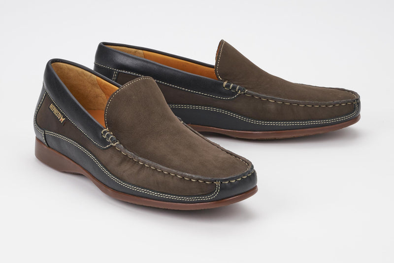 Mephisto Men's Baduard Dark Brown Nubuck and Black Calf Loafer