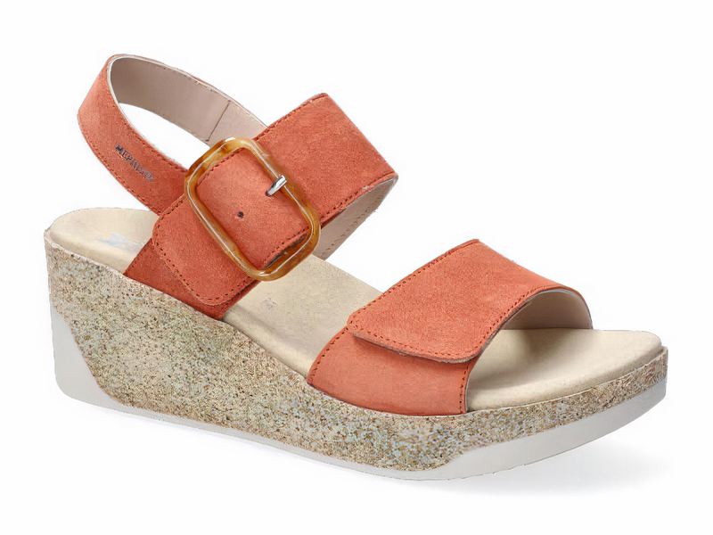 Mephisto Women's Giulia Terracotta Premium Nubuck Leather Wedge Sandal