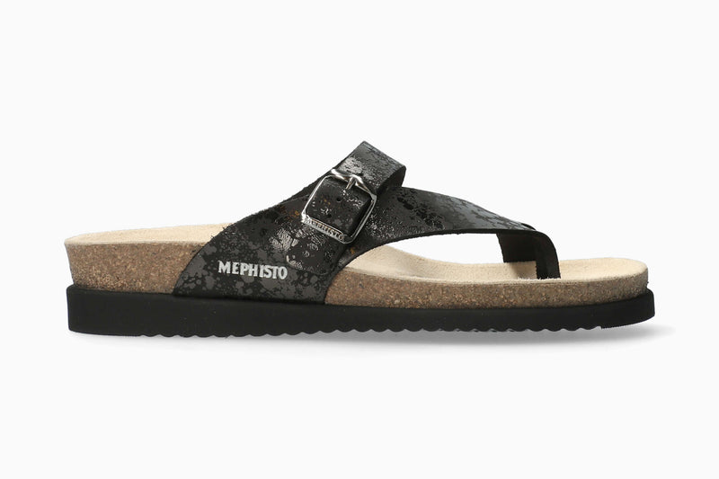 Mephisto Women's Helen Black Paint Leather Sandal