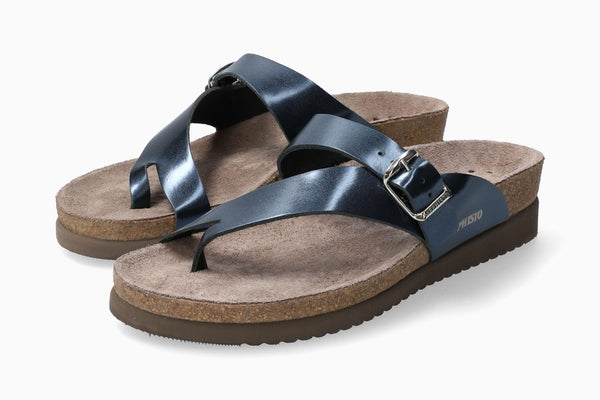 Mephisto Women's Helen Blue Metallic Leather Sandal