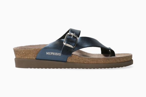 Mephisto Women's Helen Blue Metallic Leather Sandal
