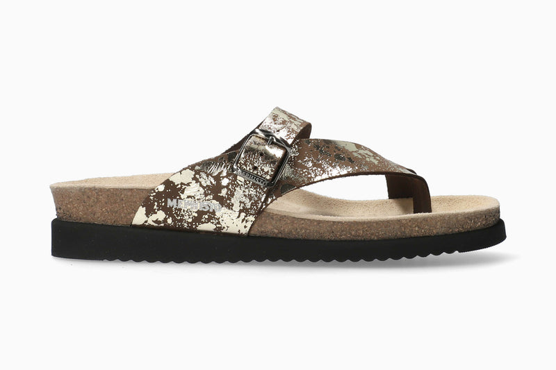 Mephisto Women's Helen Dark Brown Paint Leather Sandal