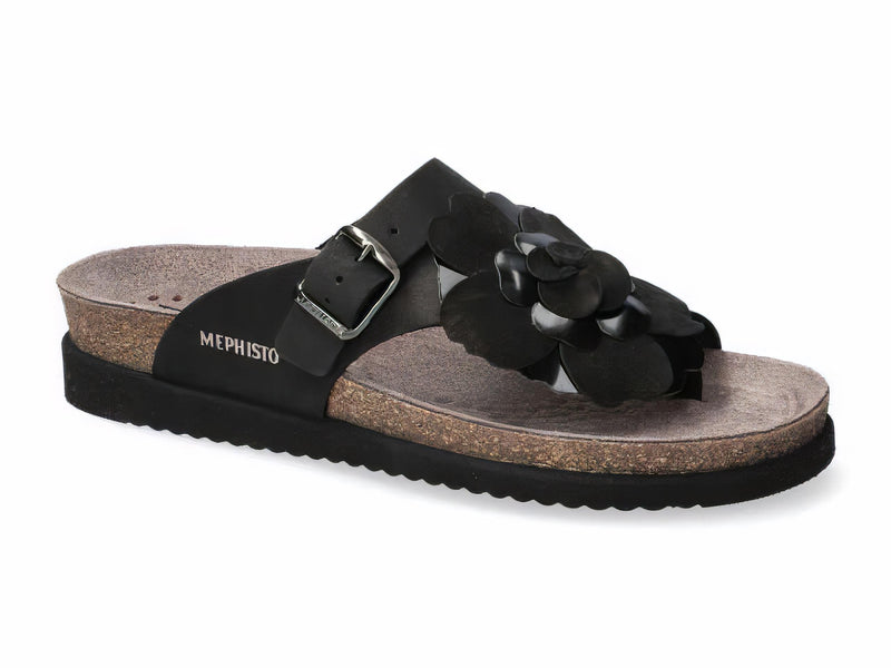 Mephisto Women's Helen Flower Black Nubuck Sandal