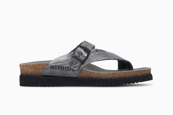 Mephisto Women's Helen Grey Metallic Leather Sandal