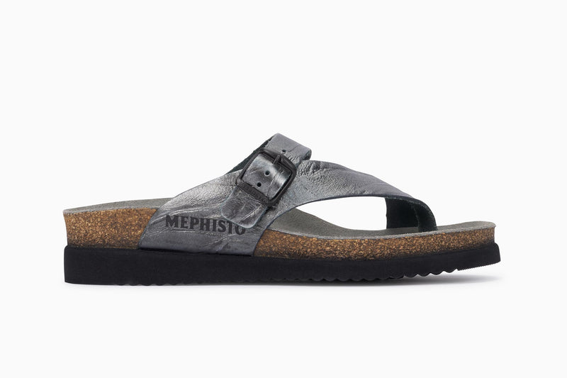 Mephisto Women's Helen Grey Metallic Leather Sandal