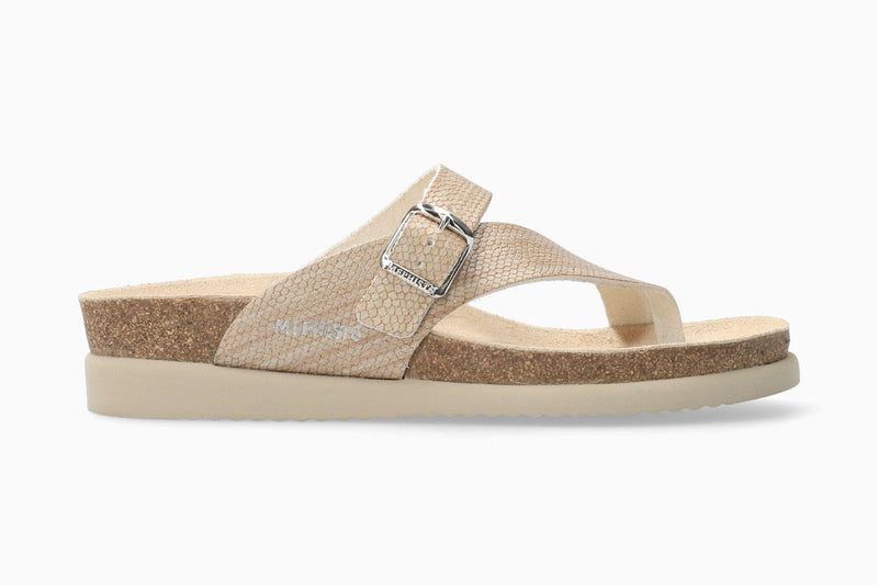 Mephisto Women's Helen Light Sand Reptile Print Leather Sandal